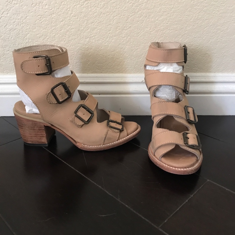 Freebird Leather Open Toe Bootie/Sandal w/Buckles